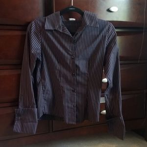 Rave pink and black striped collar shirt